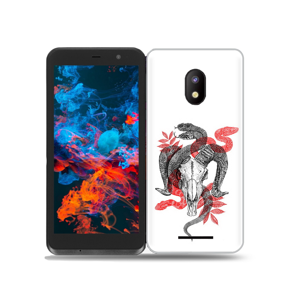 

Чехол MyPads Tocco для BQ 5045L Wallet змея в черепе рисунок, Прозрачный, Tocco