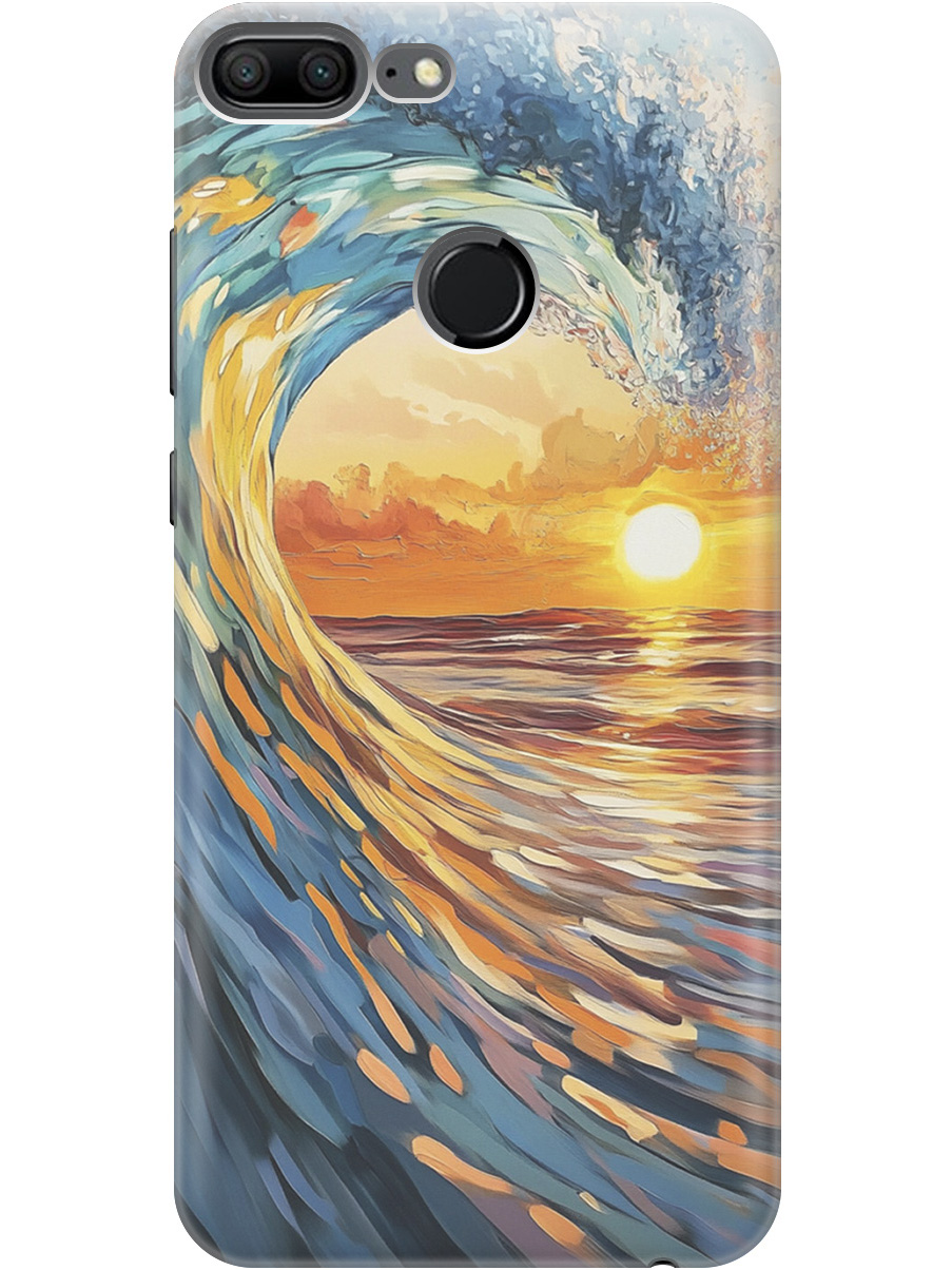 

Силиконовый чехол на Honor 9 Lite с принтом "Волна и закат", Прозрачный;желтый;синий, 717568441