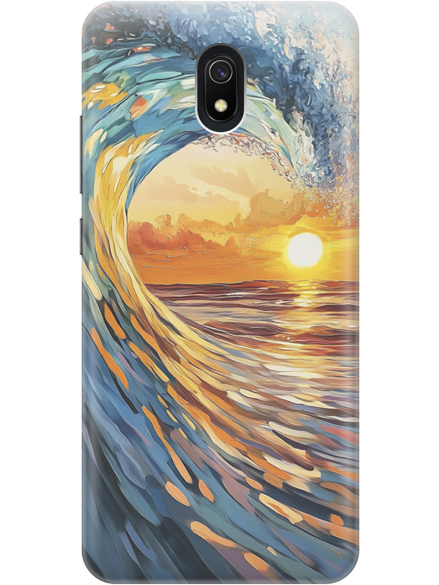 

Силиконовый чехол на Xiaomi Redmi 8A с принтом "Волна и закат", Прозрачный;желтый;синий, 722188641