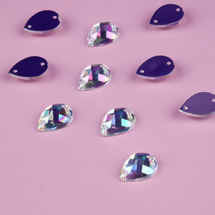 

Стразы пришивные «Капля», из органического стекла, с голографией, 10 х 14 мм, 20 шт