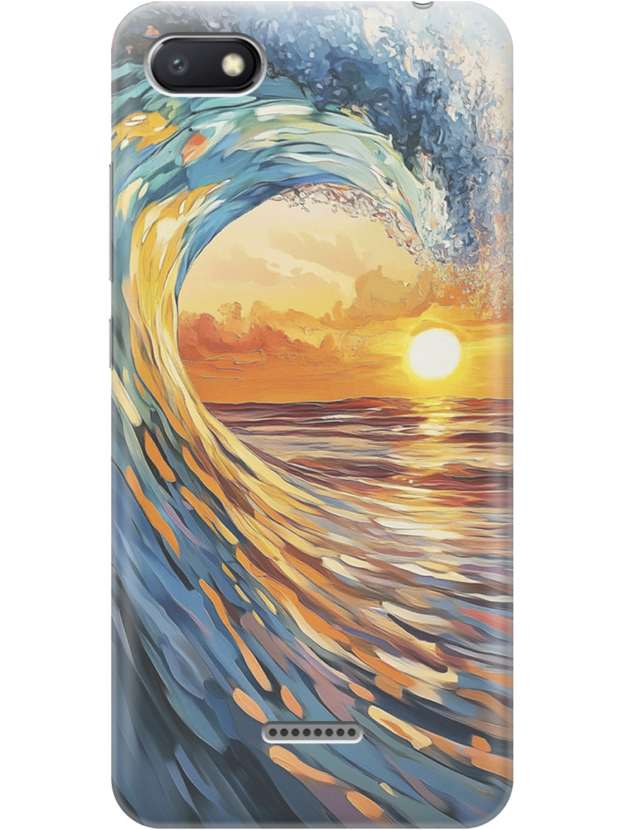 

Силиконовый чехол на Xiaomi Redmi 6A с принтом "Волна и закат", Прозрачный;желтый;синий, 718587141