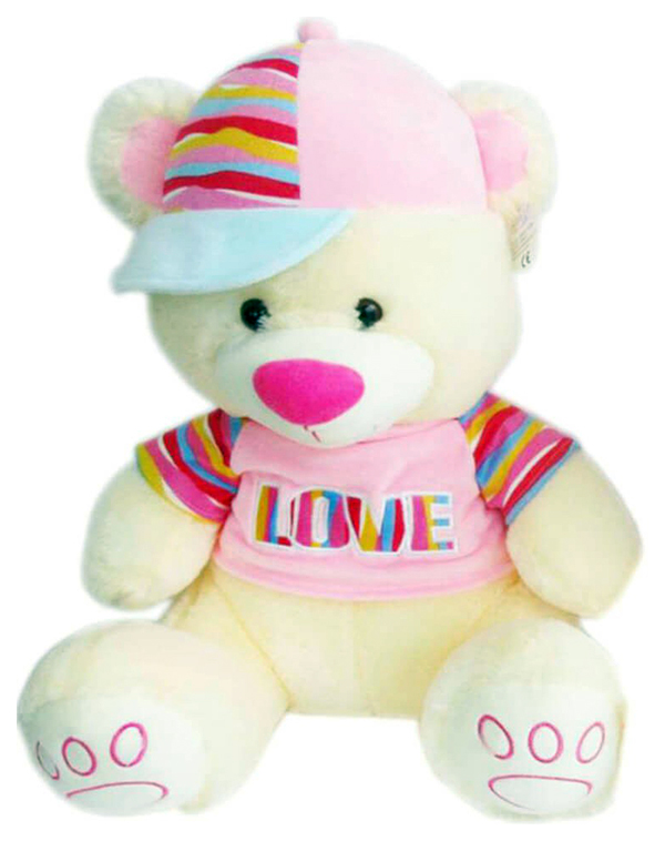 фото Мягкая игрушка медвежонок в кепке и футболке европа розовый 52 x 22 x 26 см там-там