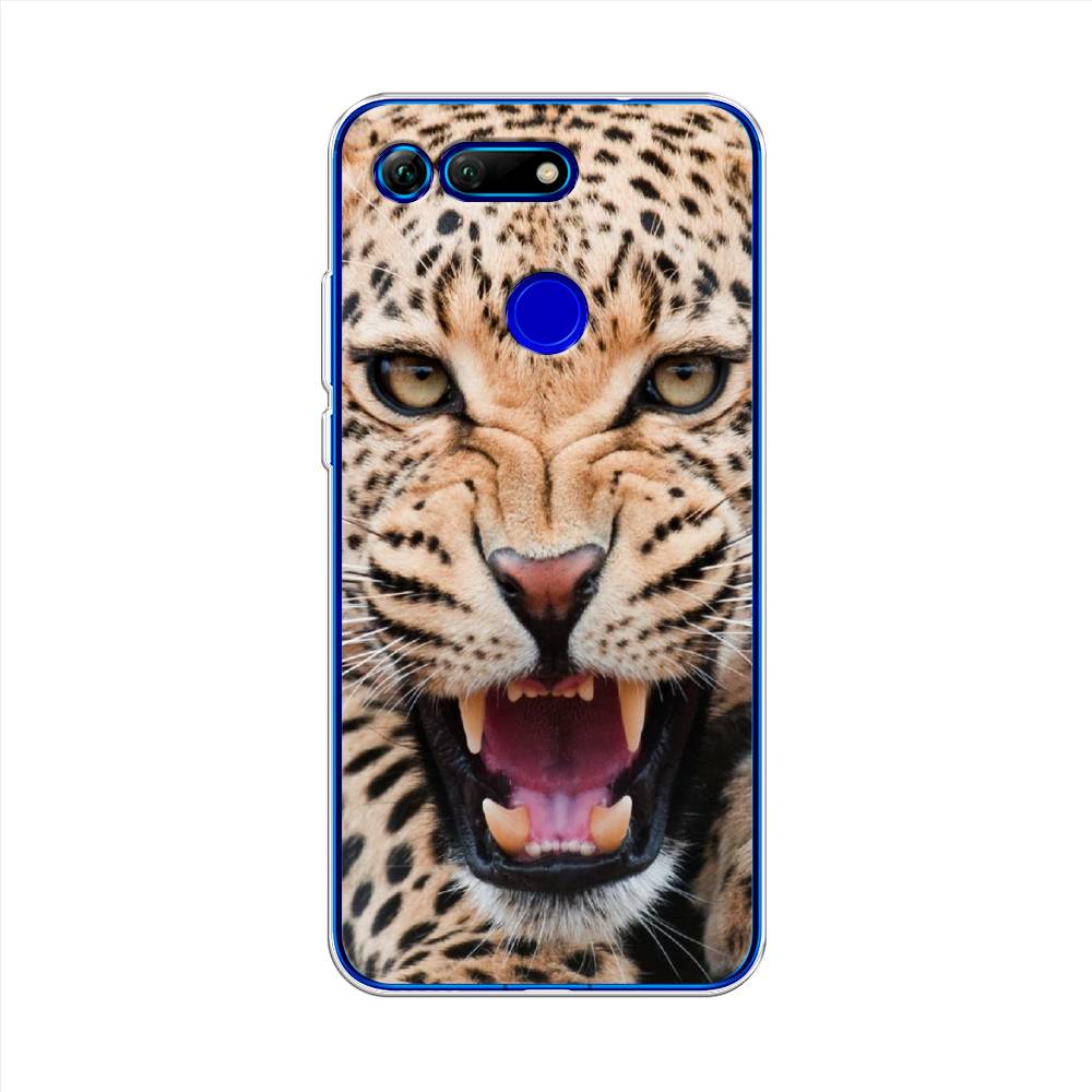 

Чехол на Honor V20 "Леопард 3d", Бежевый;черный, 67350-6
