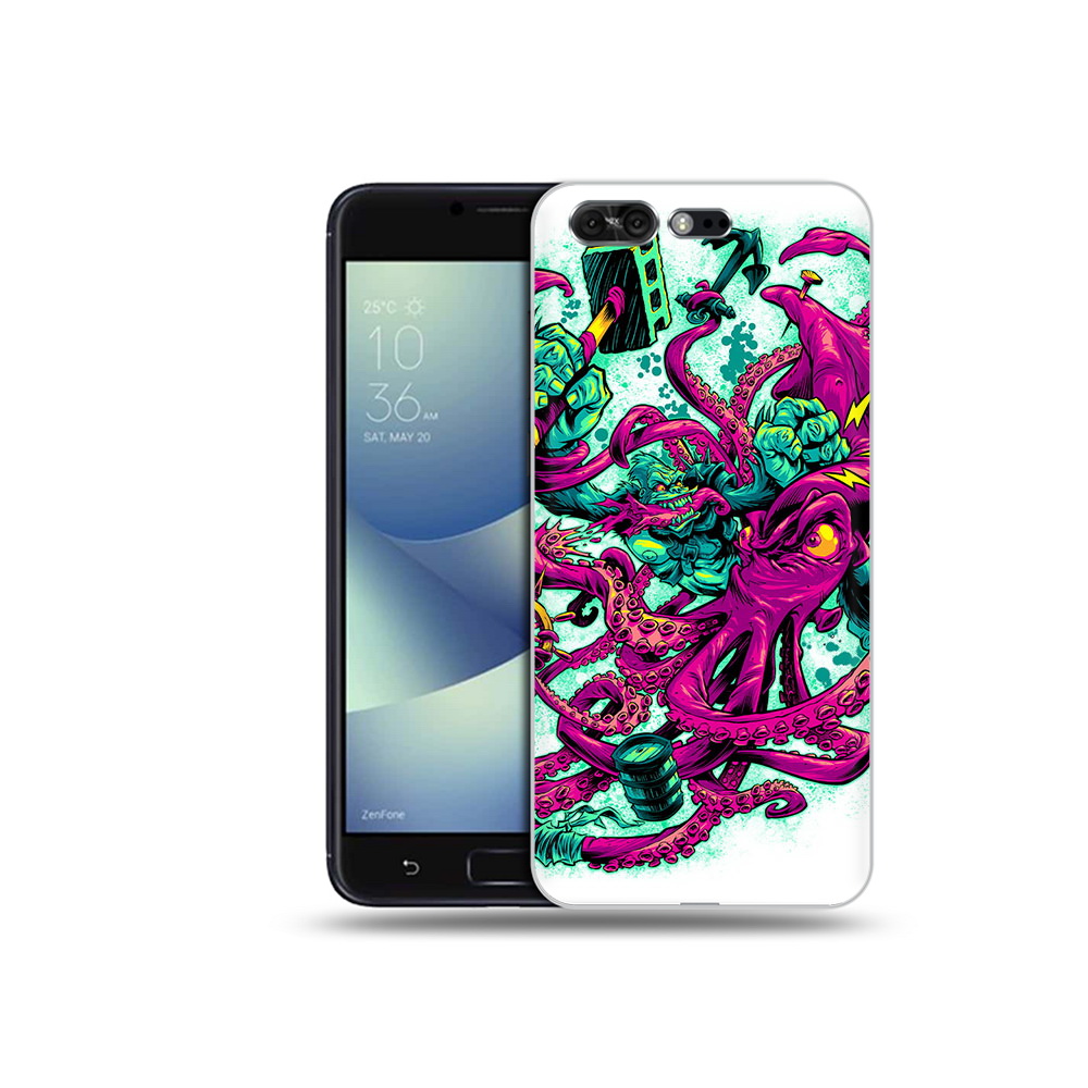 

Чехол MyPads Tocco для Asus ZenFone 4 Pro (ZS551KL) фиолетовый кракен, Прозрачный, Tocco