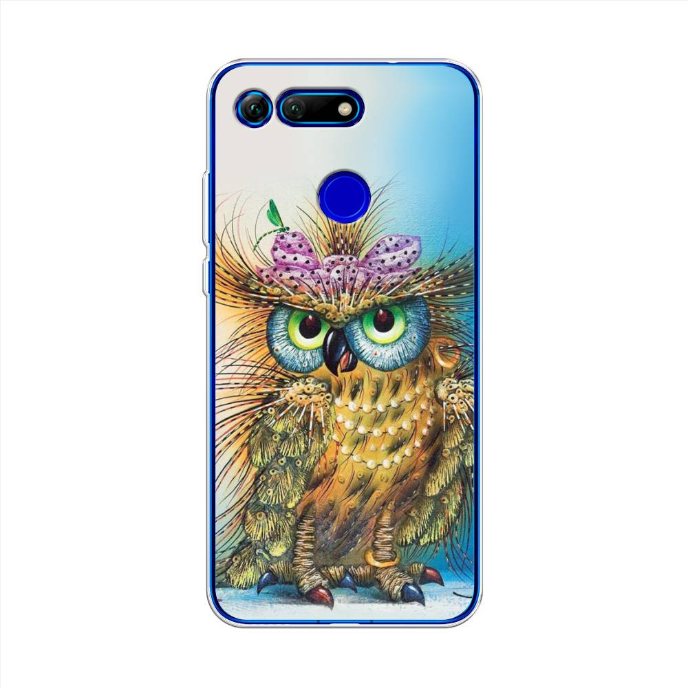 

Чехол на Honor V20 "Модная сова", Коричневый;голубой, 67350-1