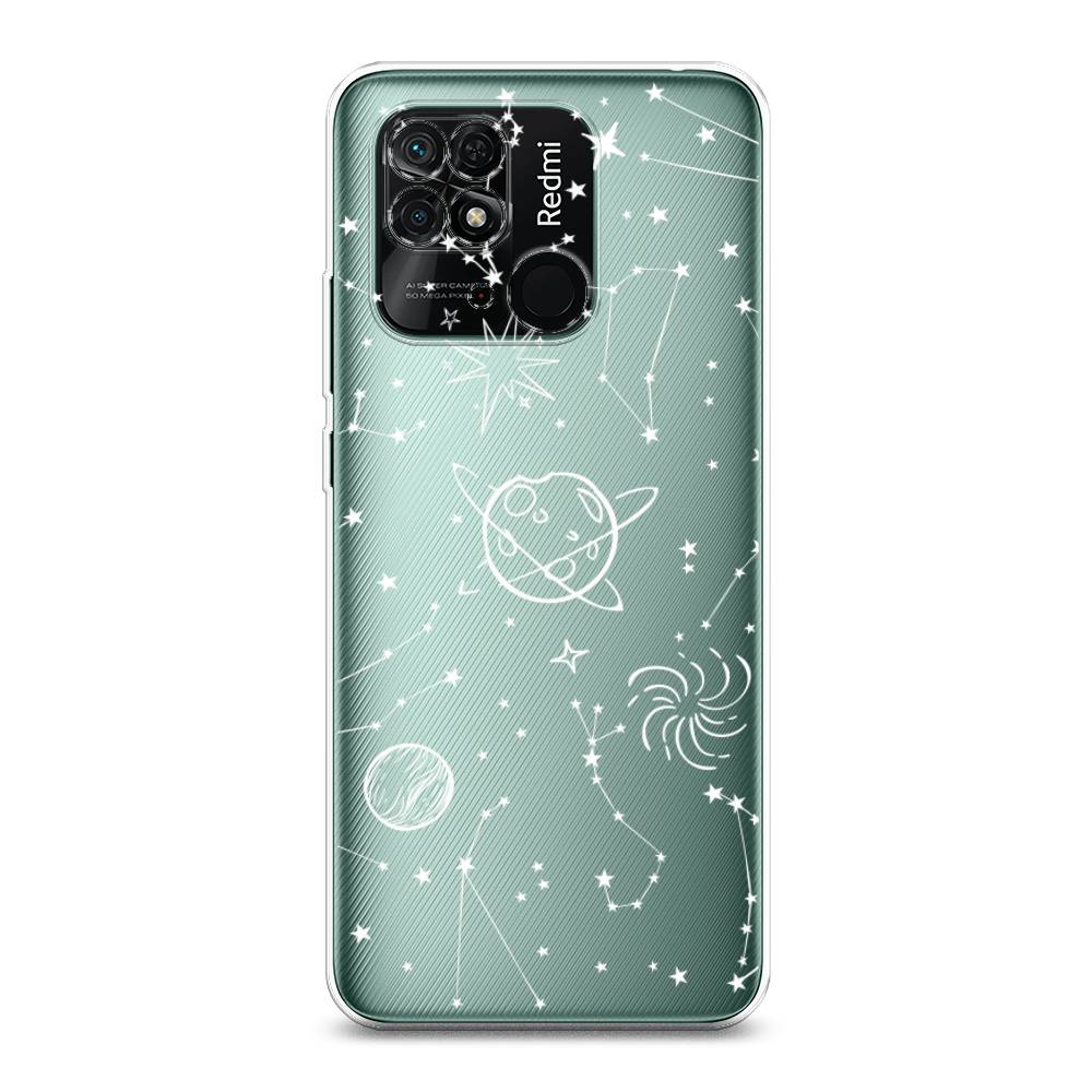 

Чехол на Xiaomi Redmi 10C "Планеты в космосе", Белый, 313450-2