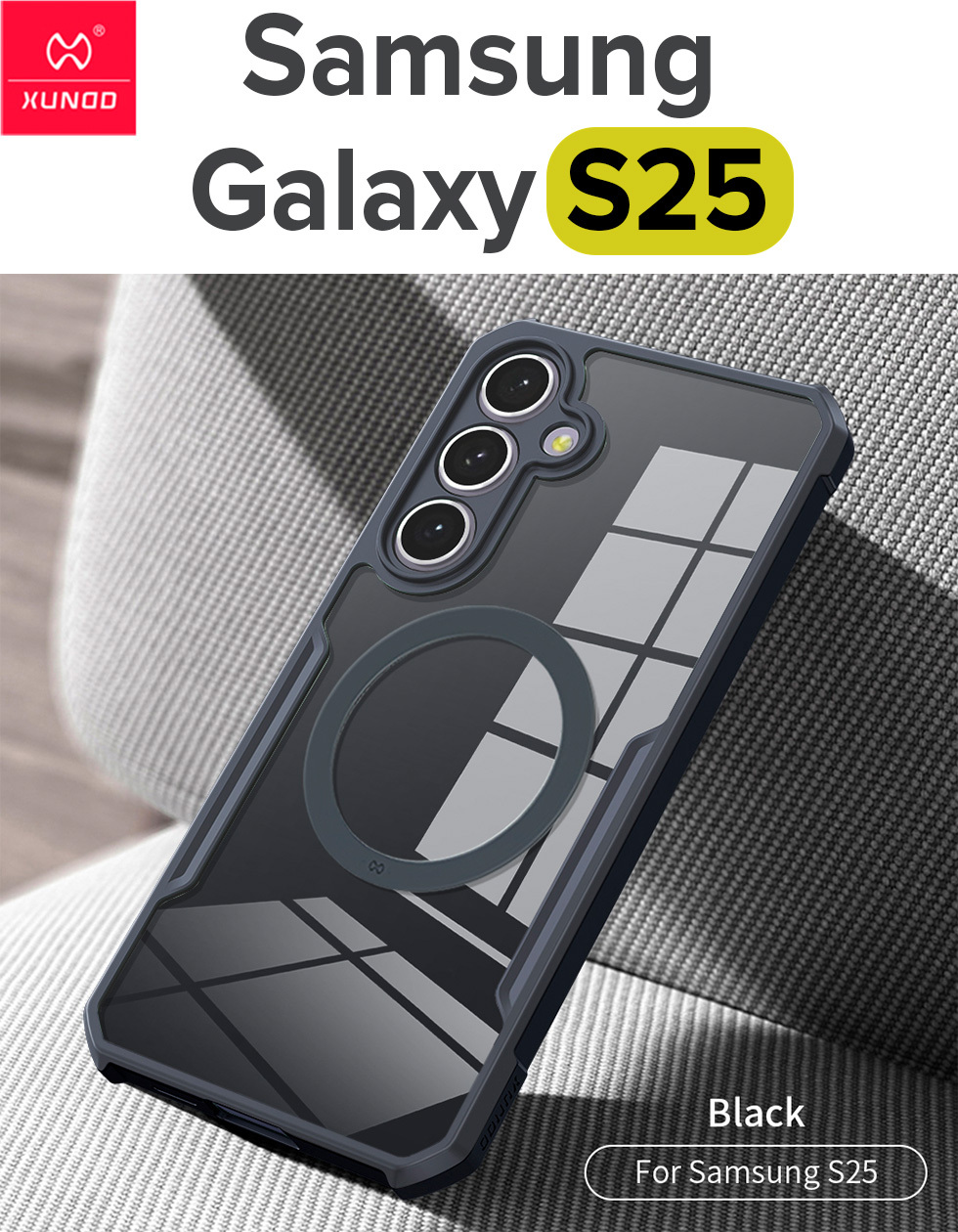 

Чехол для Samsung Galaxy S25 c MagSafe противоударный с усиленными углами XUNDD, Черный