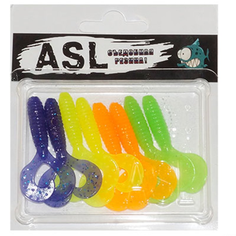 

Силиконовая приманка ASL Дабл-Твистер цв. mix 3 L-7,5см 6шт/уп, Дабл-твистер