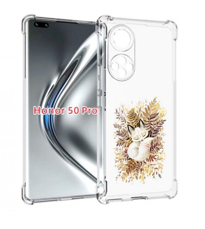 

Чехол бампер MyPads лисенок в траве для Honor 50 Pro/Nova, Прозрачный, Tocco