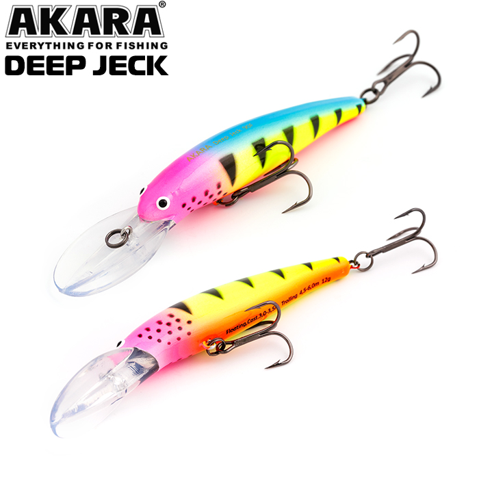

AKARA Воблeр AKARA DEEP JECK (Длина (мм) 90; Вес (гр.) 12 / A124), Желтый;голубой;розовый