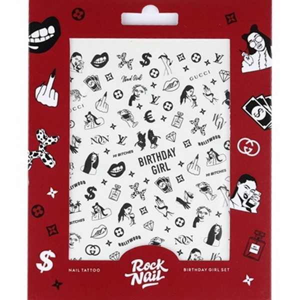 

Набор слайдеров RockNail Nail Tattoo Birthday Girl, Разноцветный