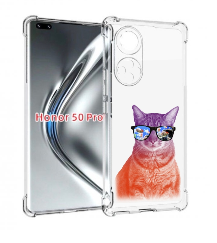

Чехол бампер MyPads крутой кот-2 для Honor 50 Pro/Nova 9, Прозрачный, Tocco