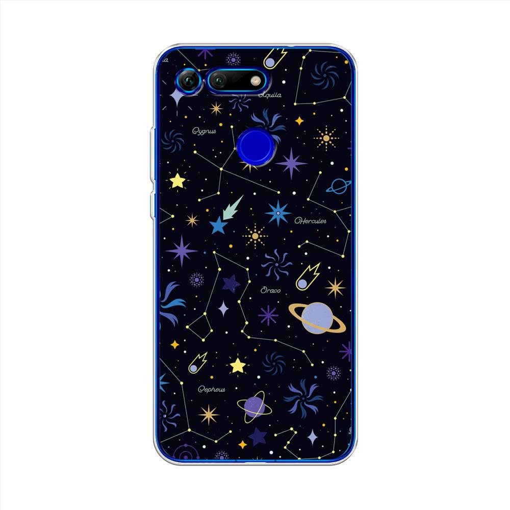 

Чехол на Honor V20 "Цветной космос", Желтый, 67350-2