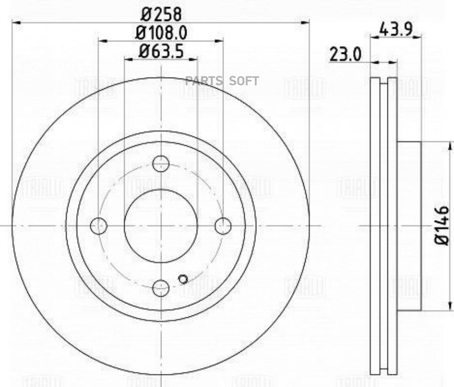 

Диск торм. для а/м Ford Fiesta VI (08-) перед. d=258 | перед |