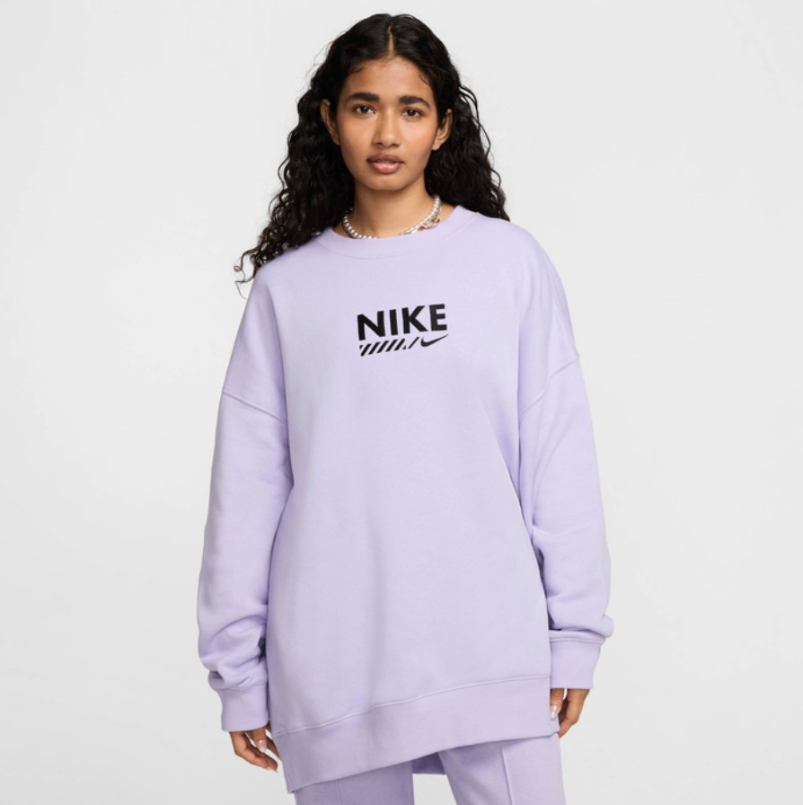 

Свитшот женский Nike Sportswear Oversized Fleece Crew-Neck HM4318 фиолетовый XS, Sportswear Oversized Fleece Crew-Neck