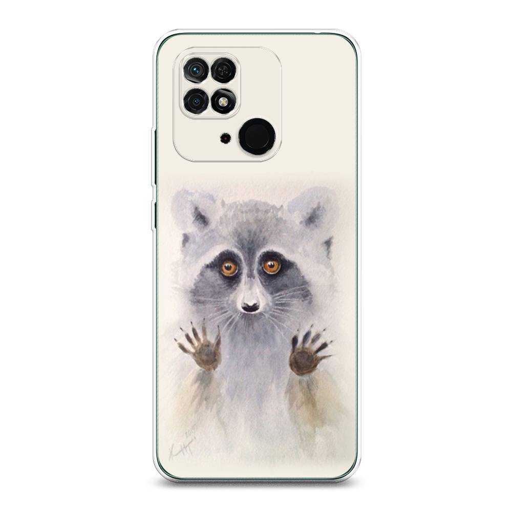 

Чехол на Xiaomi Redmi 10C "Енот за стеклом", Бежевый;серый, 313450-4