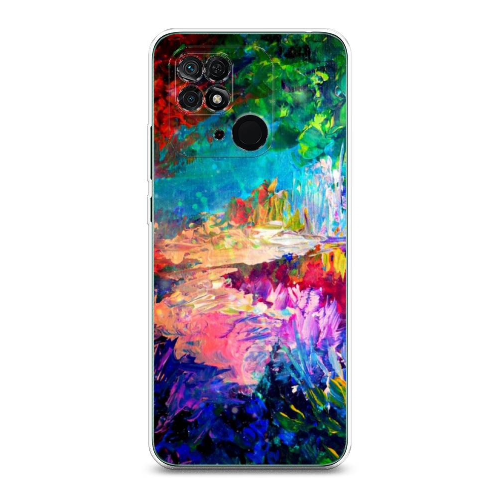 

Чехол на Xiaomi Redmi 10C "Лес-гуашь", Синий;розовый;зеленый, 313450-4