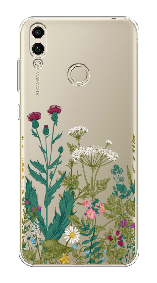 

Чехол на Honor 8C "Дикие полевые цветы", Зеленый;розовый;белый, 67150-2