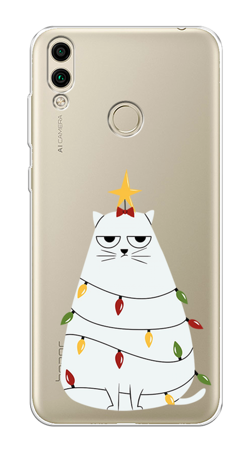 

Чехол на Honor 8C "Котик в гирлянде", Белый;красный;желтый, 67150-1