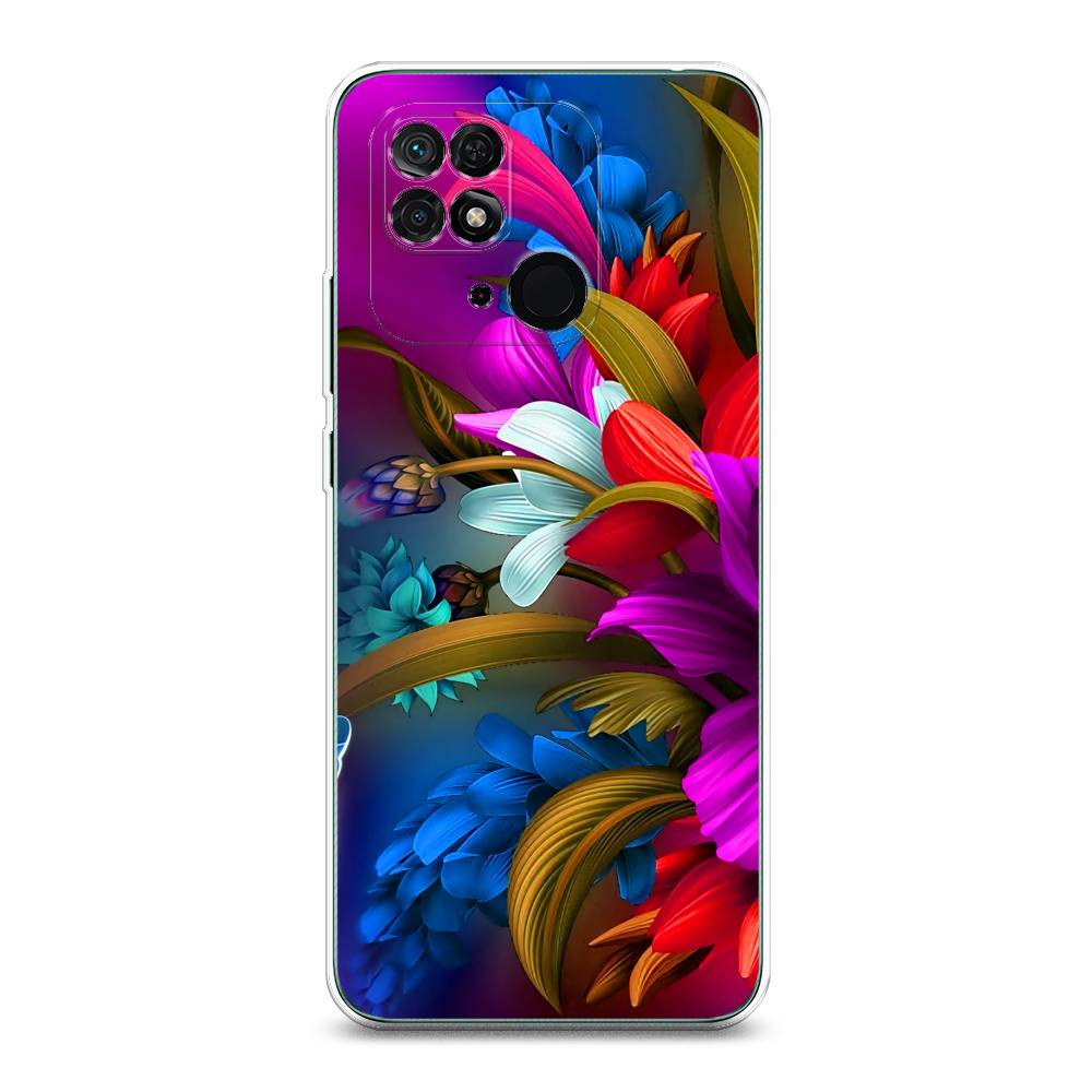 

Чехол на Xiaomi Redmi 10C "Фантастические цветы", Фиолетовый;красный;синий, 313450-2