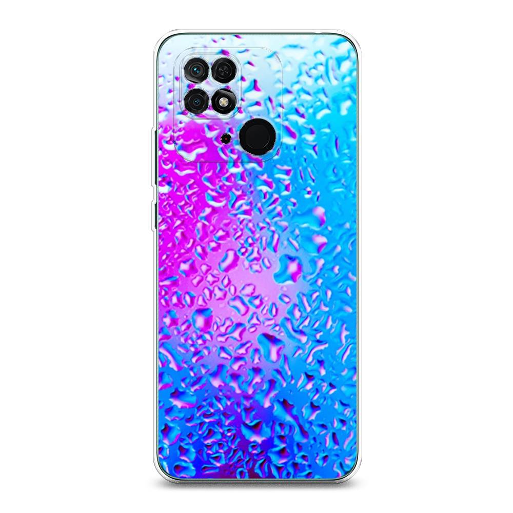 

Чехол на Xiaomi Redmi 10C "Капли на стекле", Голубой;розовый, 313450-3