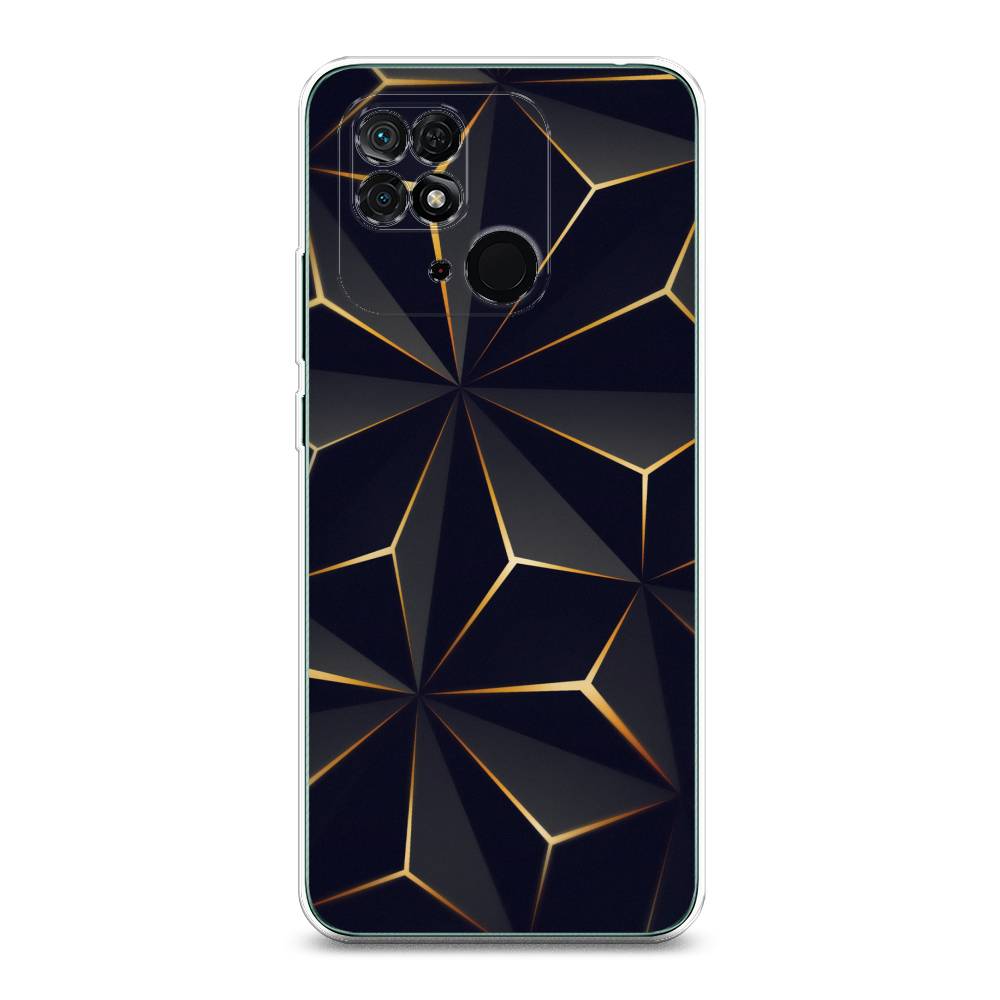 

Чехол на Xiaomi Redmi 10C "Черные полигоны", Золотистый;черный, 313450-3
