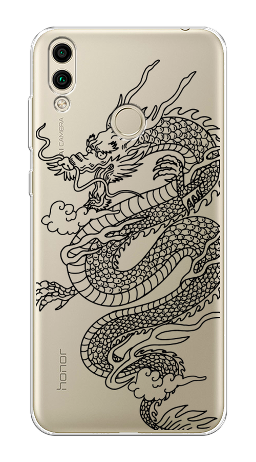 

Чехол на Honor 8C "Большой китайский дракон", Черный;серый, 67150-1