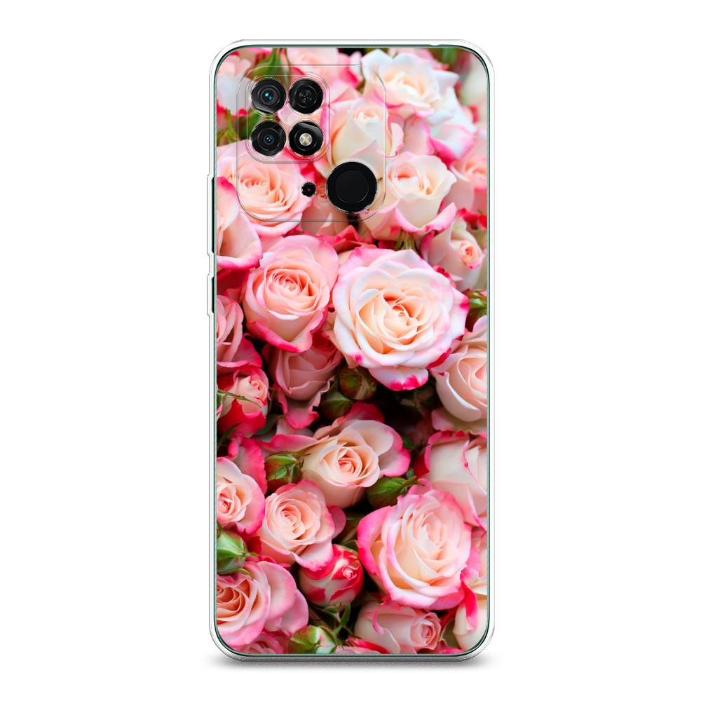 

Чехол на Xiaomi Redmi 10C "Много роз", Розовый, 313450-2