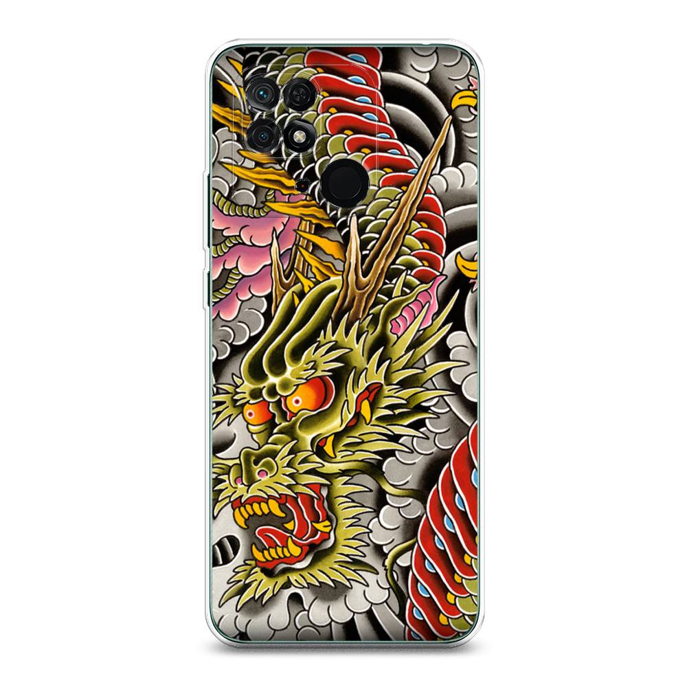 

Чехол на Xiaomi Redmi 10C "Японский дракон", Желтый;розовый;красный, 313450-4