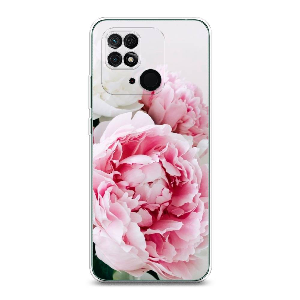 

Чехол на Xiaomi Redmi 10C "Розовые и белые пионы", Розовый;белый, 313450-2