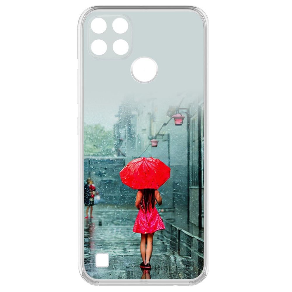 

Чехол-накладка Krutoff Clear Case Красный зонтик для Realme C25Y, Прозрачный