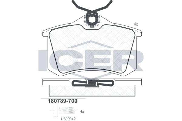 

Комплект тормозных колодок ICER 180789700