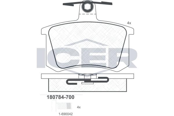 Комплект тормозных колодок ICER 180784700