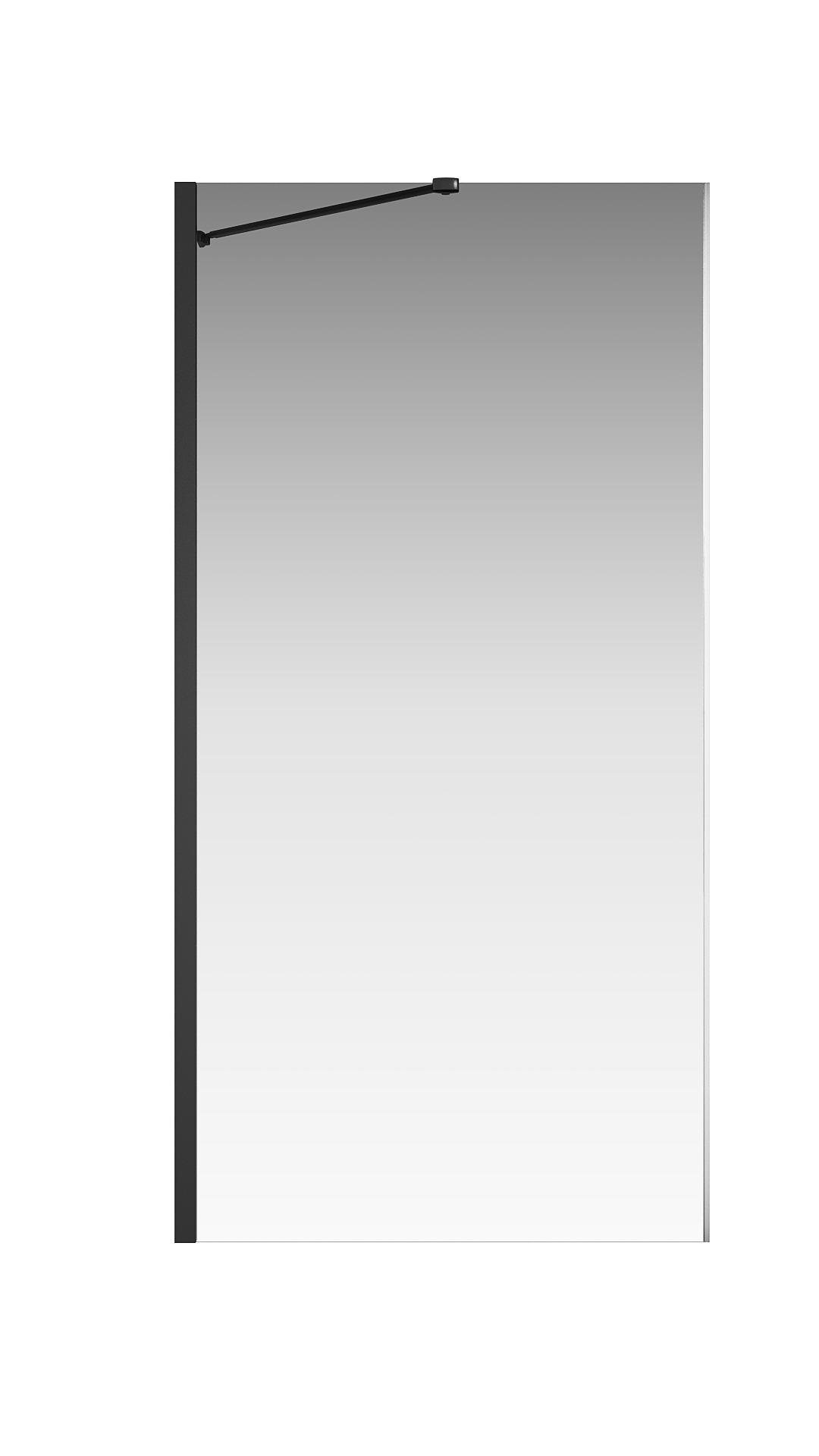 Боковая перегородка Creto Tenta стекло прозрачное EASY CLEAN, профиль черный, 100х200 см 1