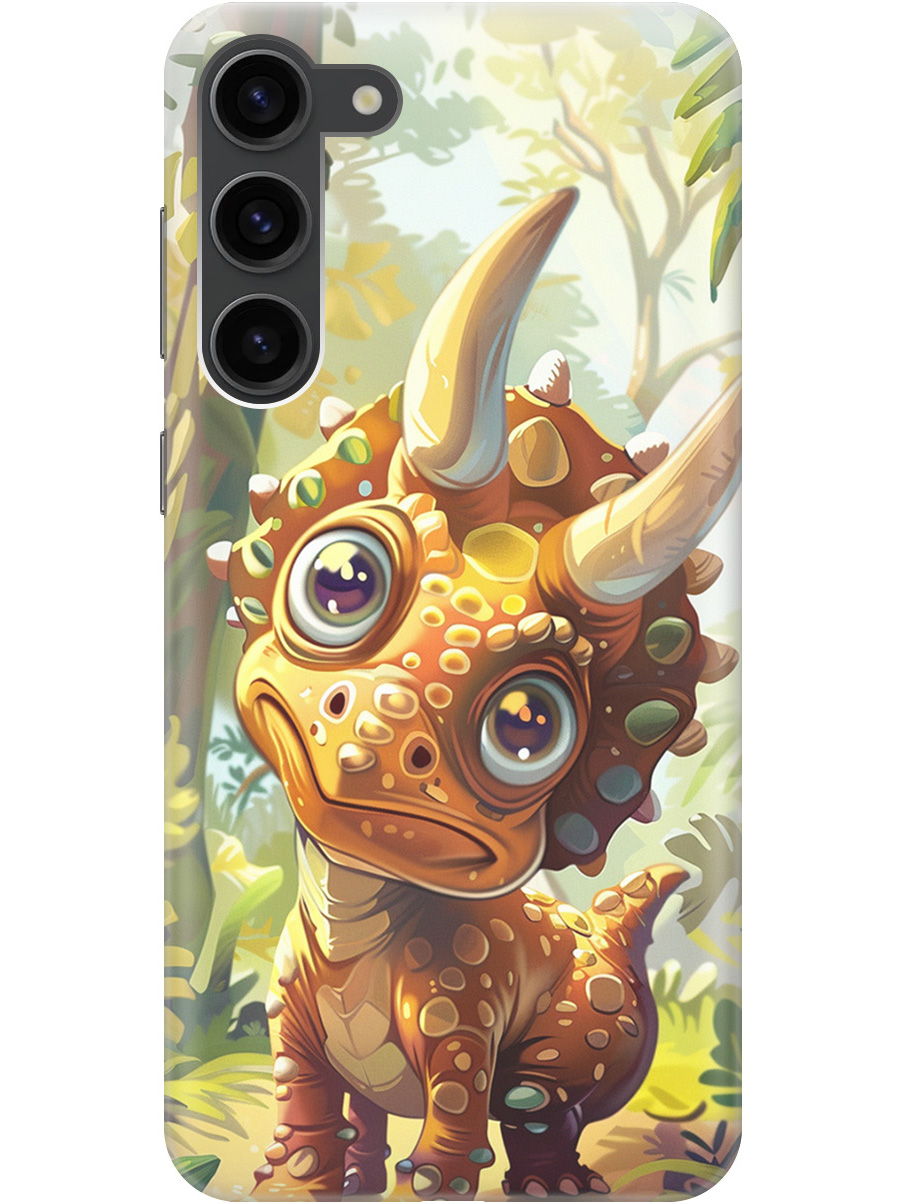 

Силиконовый чехол на Samsung Galaxy S23+ с рисунком "Малыш-динозавр", Желтый;зеленый, 20000659