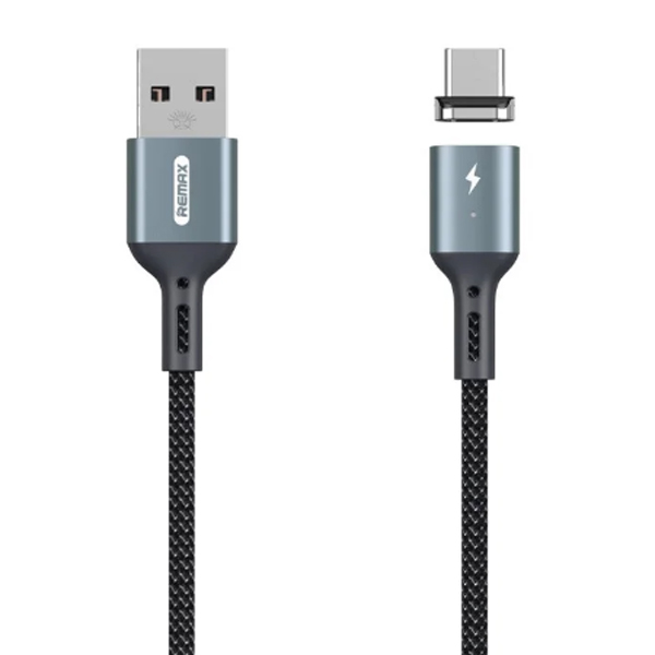 фото Кабель usb type-c remax rc-156a (3a, магнитный, оплетка ткань) <черный>