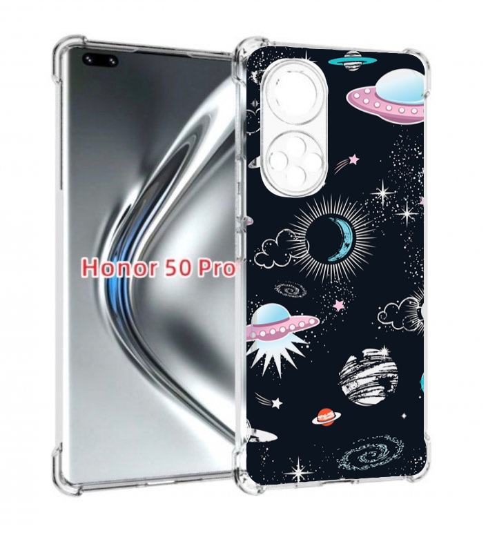 

Чехол бампер MyPads космос-мини-картинки для Honor 50 Pro, Прозрачный, Tocco