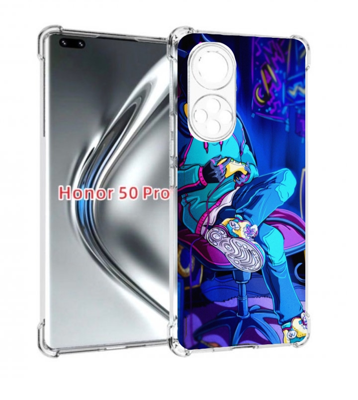 

Чехол бампер MyPads киберпанк игрок для Honor 50 Pro/Nova, Прозрачный, Tocco