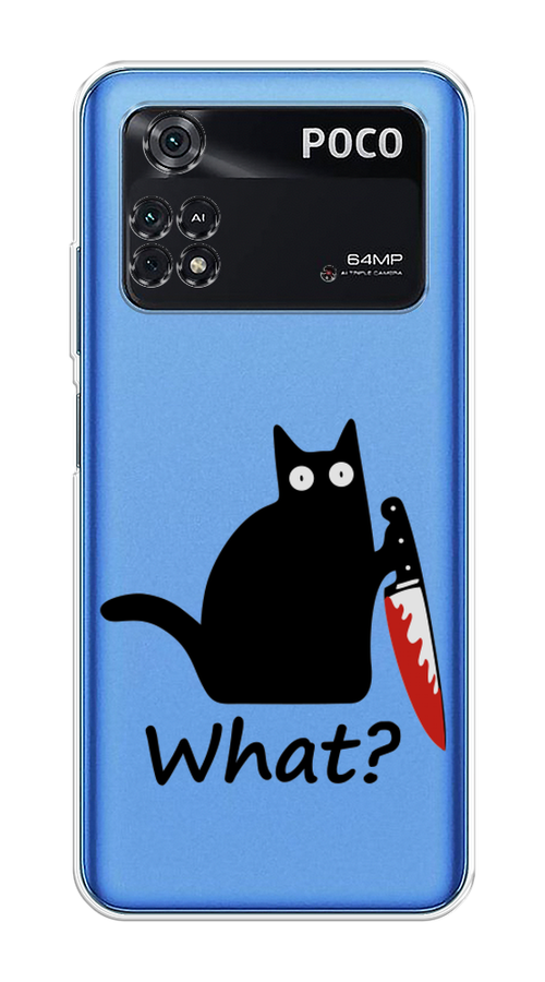 

Чехол на Poco M4 Pro 4G "Котик с ножом", Черный;красный, 313050-6