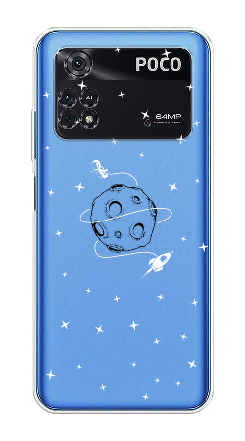 

Чехол на Poco M4 Pro 4G "Полет вокруг луны", Белый;серый;черный, 313050-2