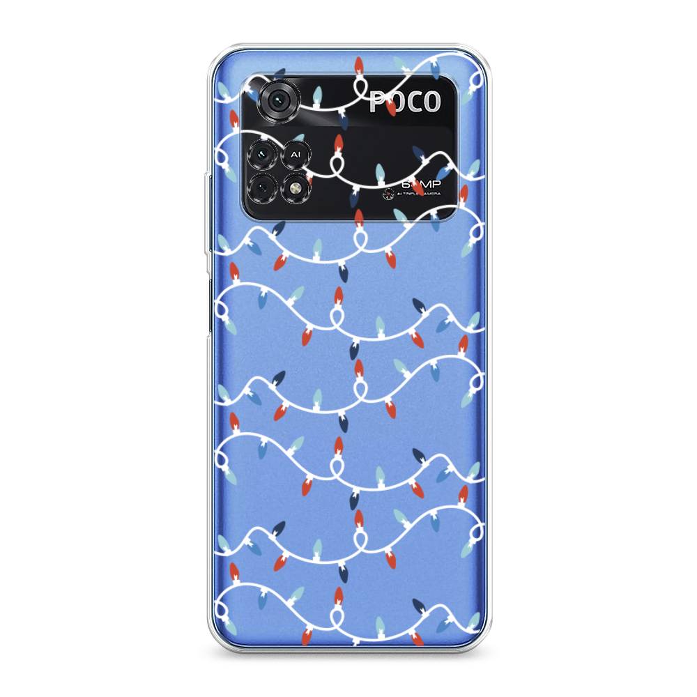 

Чехол для Xiaomi Poco M4 Pro 4G "Разноцветная гирлянда", Белый;красный;синий, 313050-5