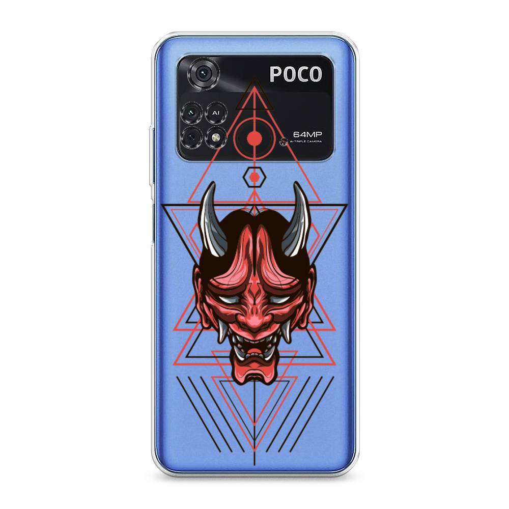 

Чехол для Xiaomi Poco M4 Pro 4G "Hanya Oni mask", Серый;красный;черный, 313050-4