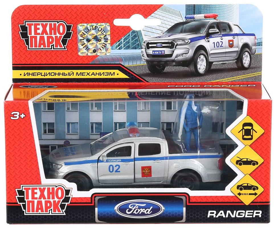 игрушечная машинка Ford Ranger Технопарк серебристый,  синий