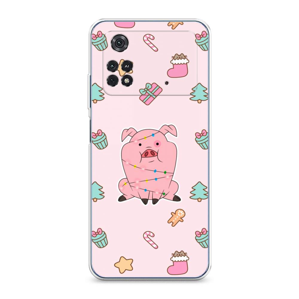 

Чехол для Xiaomi Poco M4 Pro 4G "Розовая свинка", Розовый;зеленый, 313050-5