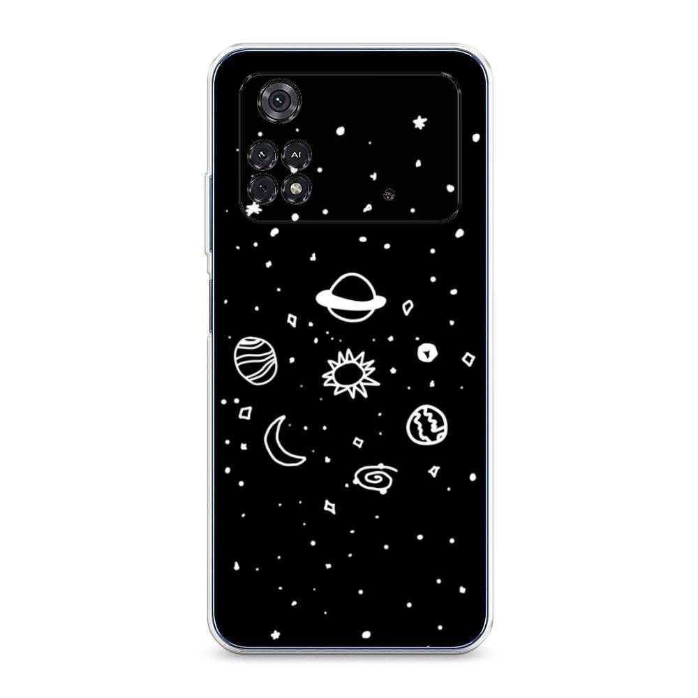 

Чехол для Xiaomi Poco M4 Pro 4G "Дудл солнечной системы", Бежевый;серый, 313050-2