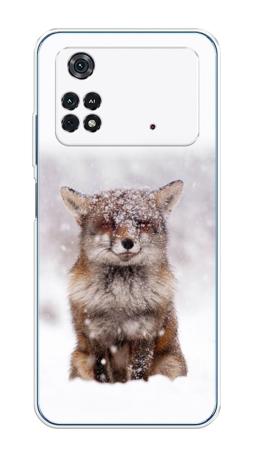 

Чехол на Poco M4 Pro 4G "Зимняя лиса", Белый;серый;коричневый, 313050-1