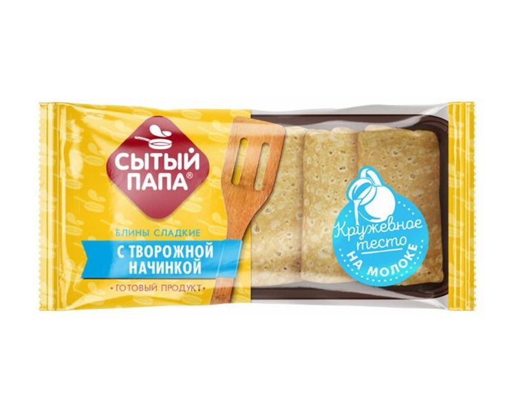 Блины Сытый Папа с творогом 280 г 86₽