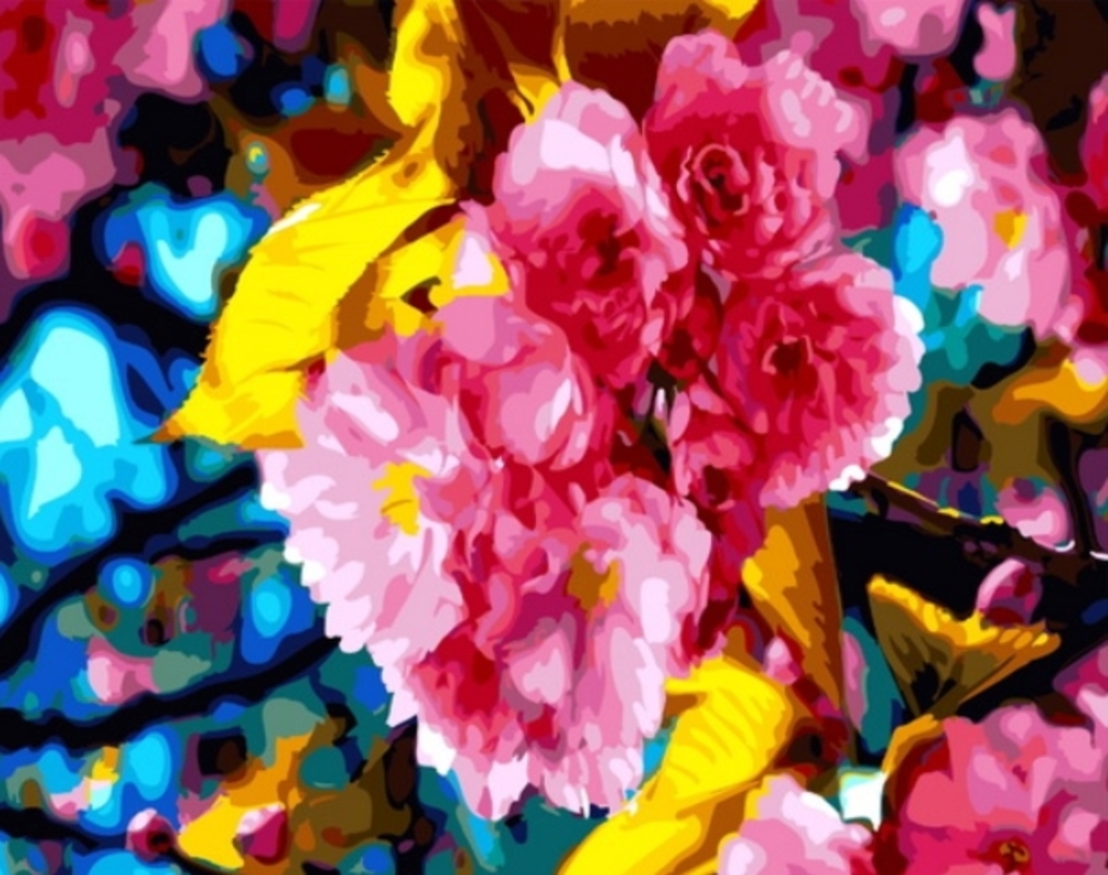 

Картина по номерам Две картинки Цветение сакуры на подрамнике 40x50, Цветение сакуры