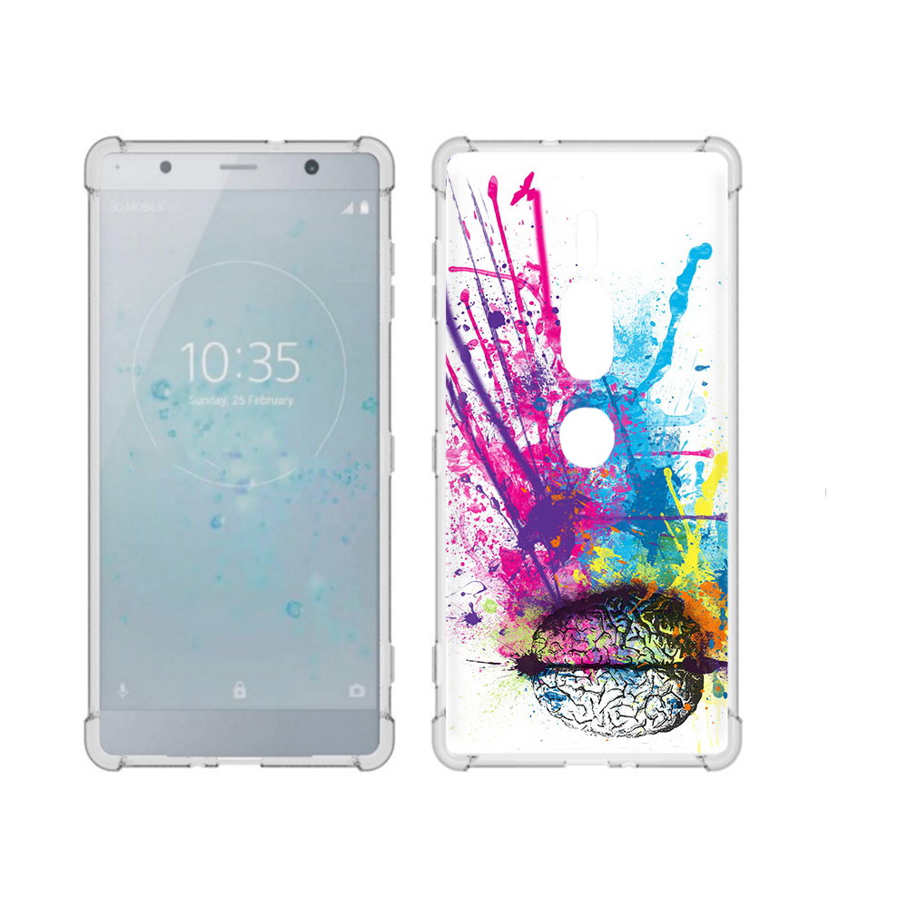 

Чехол MyPads Tocco для Sony Xperia XZ2 Premium яркий красочный мозг, Прозрачный, Tocco