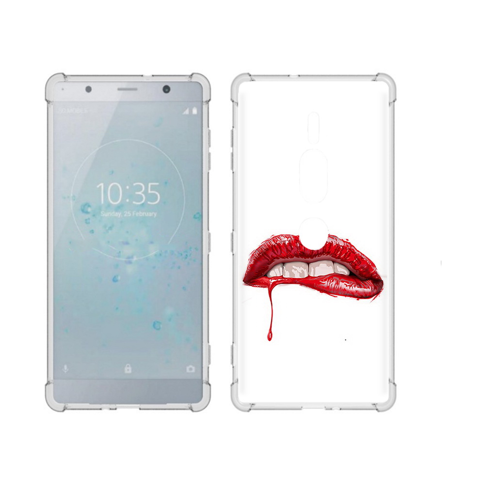 

Чехол MyPads Tocco для Sony Xperia XZ2 Premium яркие красные губы, Прозрачный, Tocco